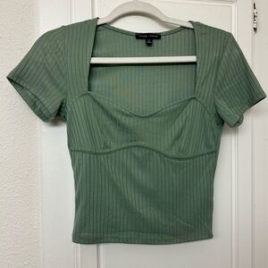 Green Corset Tee Shirt Medium MoaMoa Crop Top
